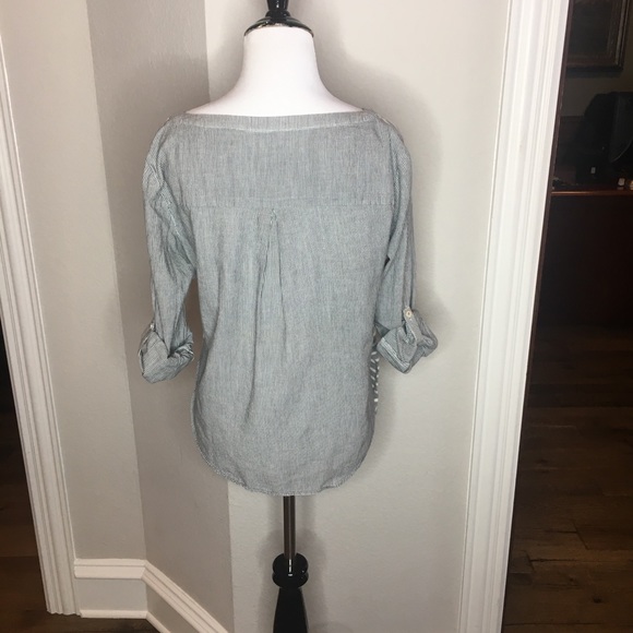 Anthropologie Postmark Gray  striped tab sleeve Size XS - Picture 9 of 9